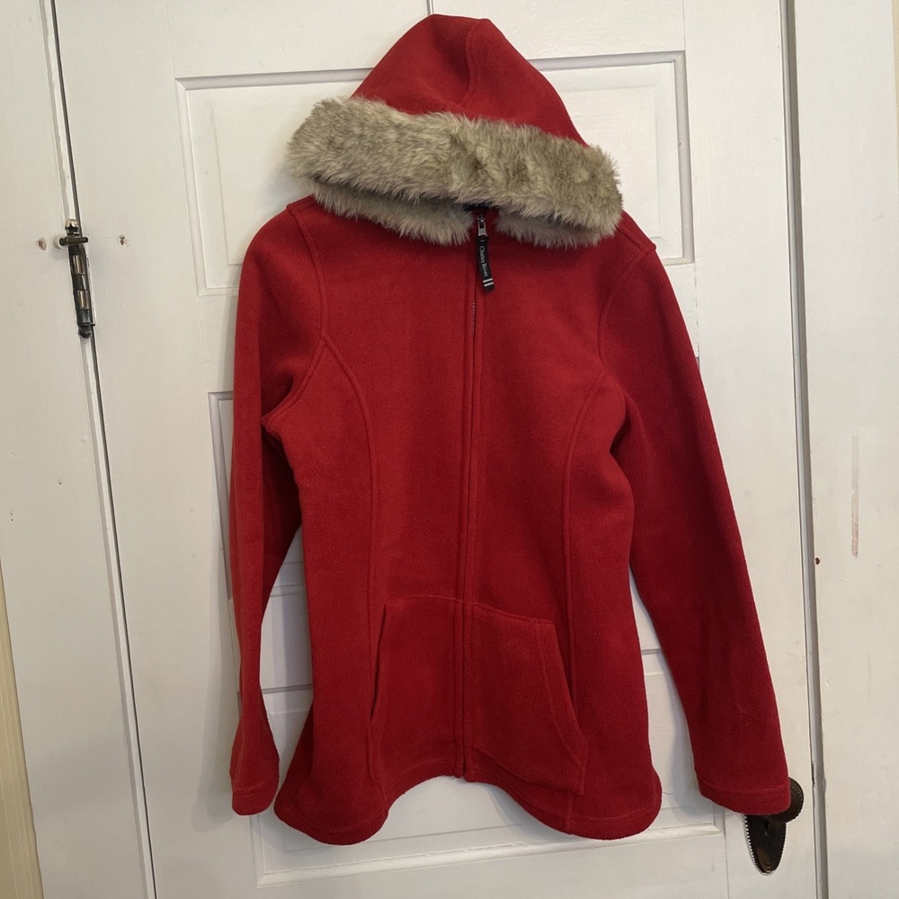 Charles River Apparel Red Fleece Hooded Zipper Jacket Warm Soft Medium